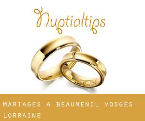 mariages à Beauménil (Vosges, Lorraine)